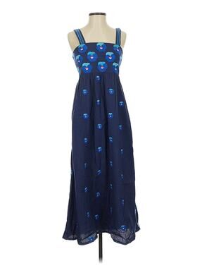Nimo with love Mexican flower dress Blue Floral Midi Anthropologie XS